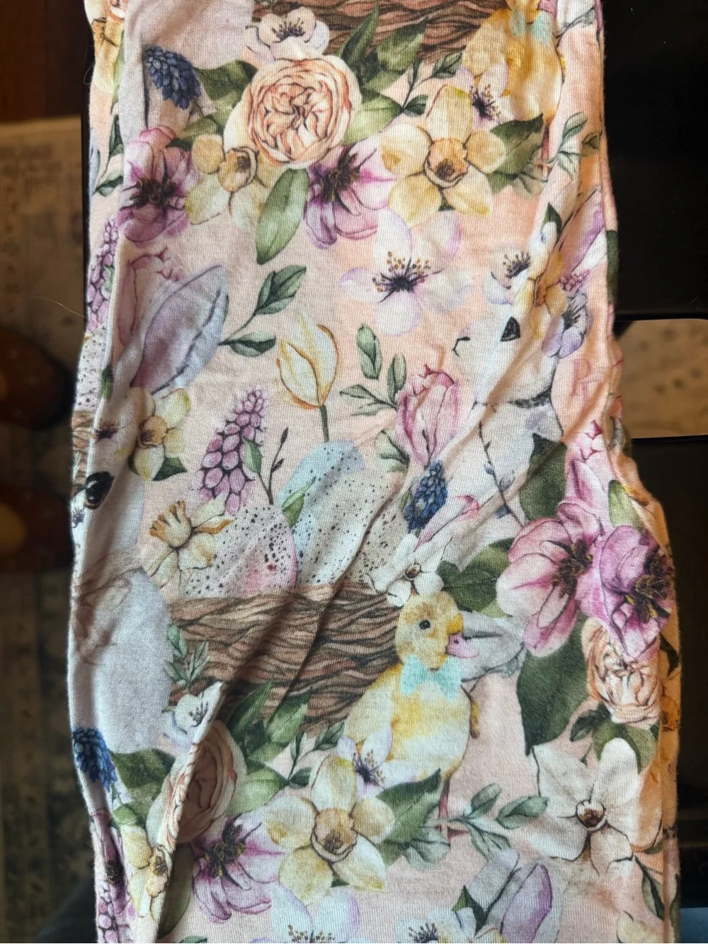 Bunny & Duck Print Soft Knit Top - Pastel Garden Colors